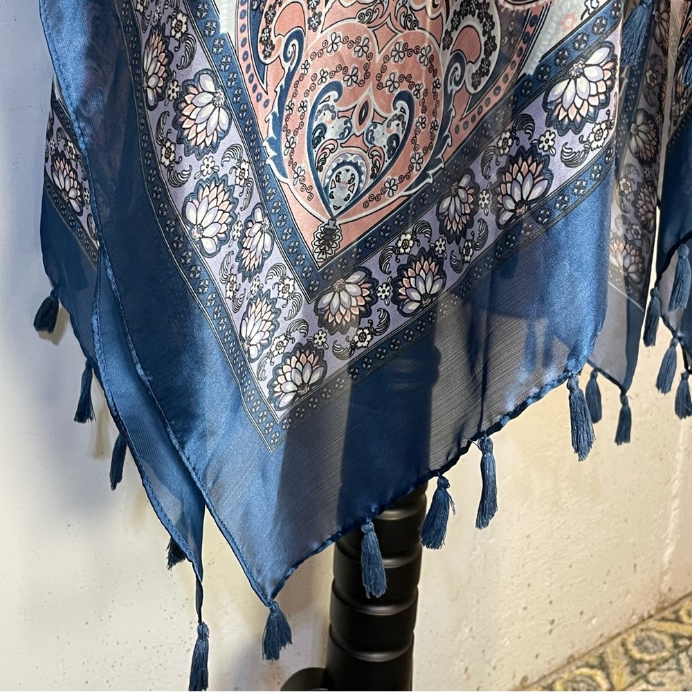 #0225 Simply Noelle Blue/Pink Floral Paisley Kimono-one size - Picture 4 of 6